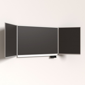 Klapp-Schiebetafel wandmontiert, Mittelfläche 200x120 cm, Emaille anthrazit Klapp-Schiebetafel wandmontiert, Mittelfläche 200x120 cm, Emaille anthrazit